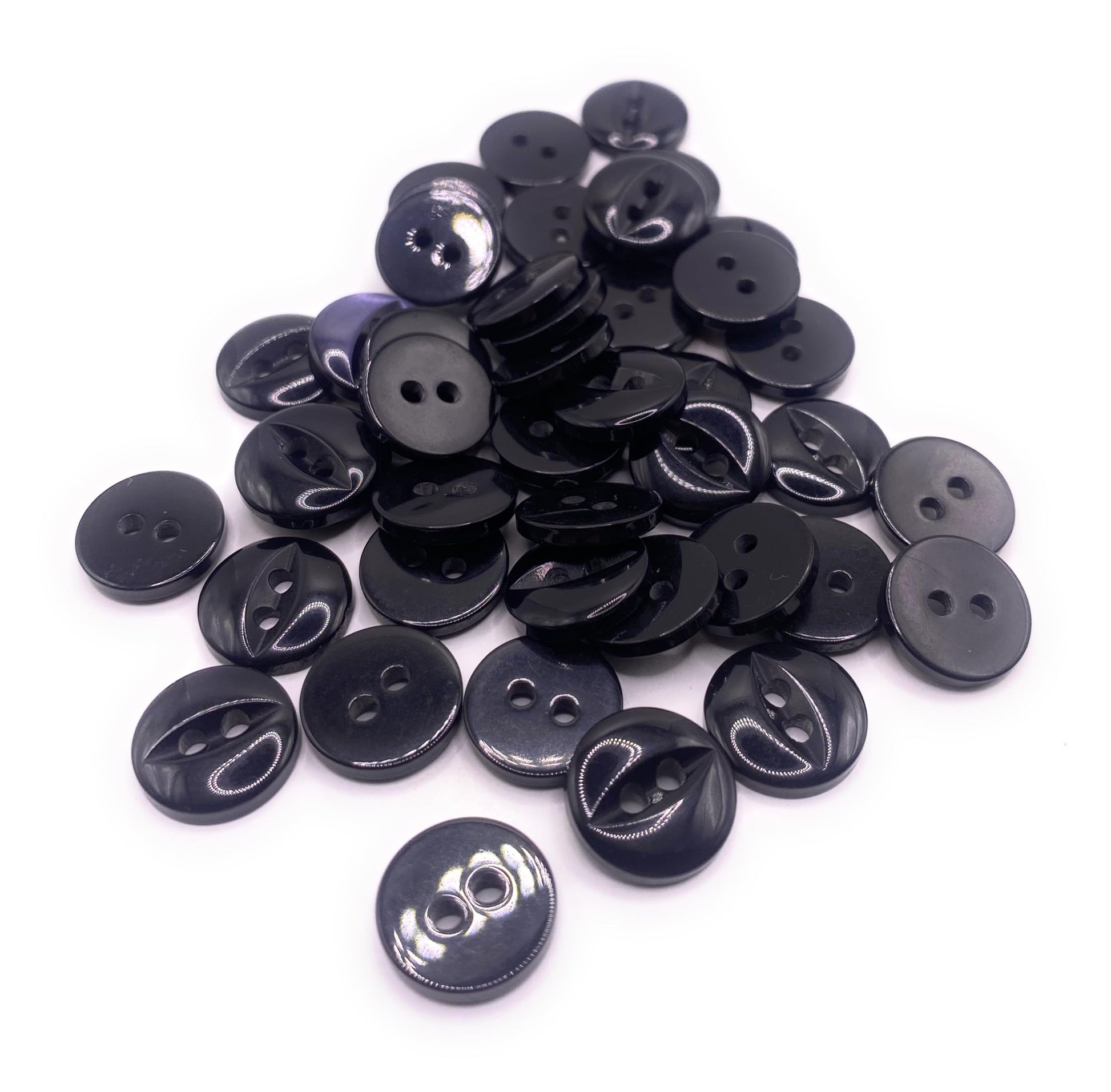 Fisheye Buttons 3 Sizes 2 Hole Baby Knitting Pack of 10 (10 Black 16.5mm)