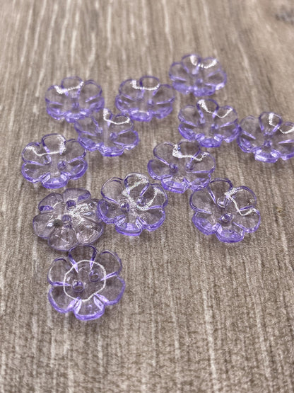 KnitForLess 13mm Buttons 7 Colours Clear Rose Flower Baby Cardigans Knitting Crafts Pack of 10 Purple