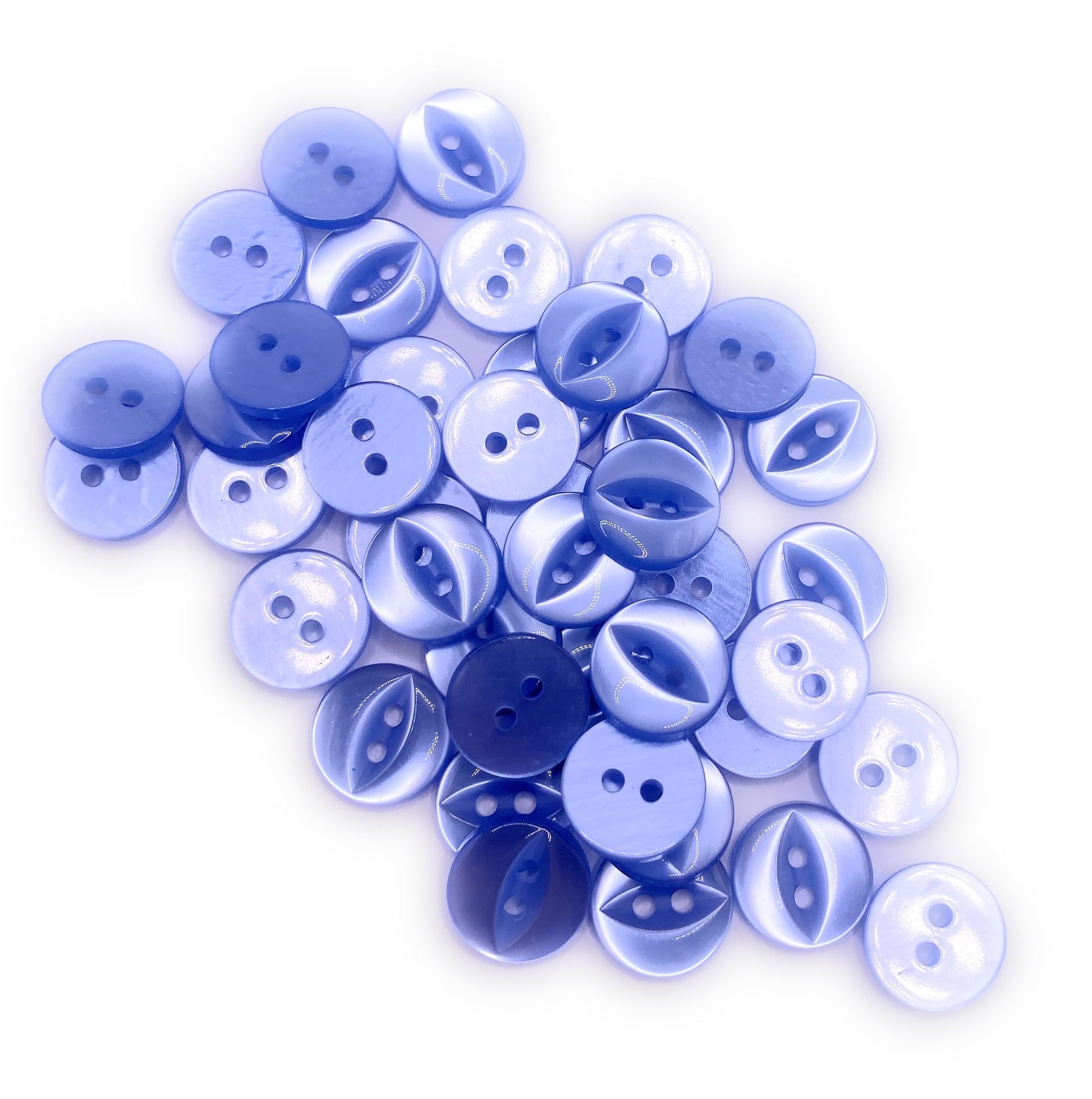 Fisheye Buttons 3 Sizes 2 Hole Baby Knitting Pack of 10 (37 Mid Blue 16.5mm)