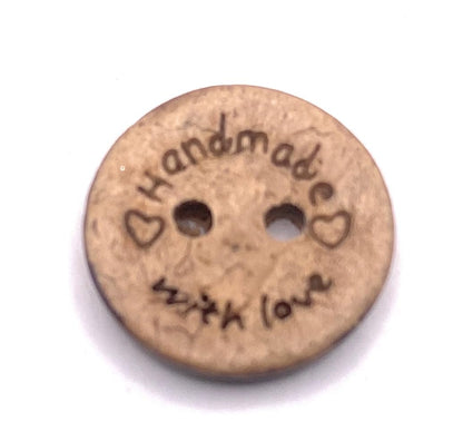 KnitForLess 10Pcs 3 Sizes Coconut Shell Buttons Handmade with Love 2 Holes Button for Clothes Sewing Jewelry Making