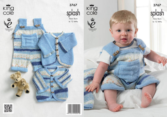 King Cole Baby Set Splash DK Knitting Pattern 3767