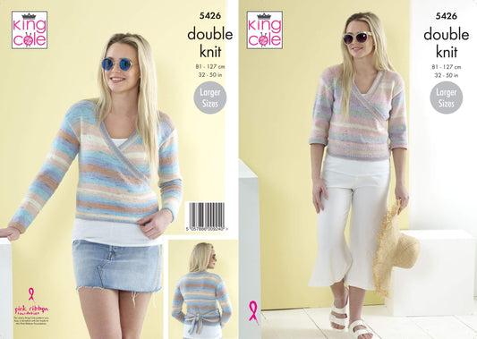 King Cole 5426 Knitting Pattern Womens Wrap Cardigans in Beaches DK