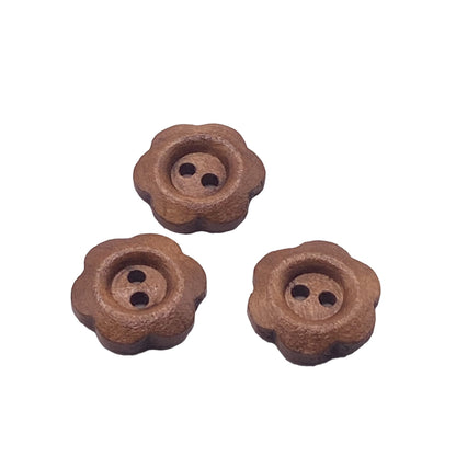 KnitForLess 10Pcs 14mm Wooden Flower Buttons for Embroidery Sewing Knitting 2 Hole Childrens Cardigans