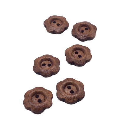 KnitForLess 10Pcs 14mm Wooden Flower Buttons for Embroidery Sewing Knitting 2 Hole Childrens Cardigans