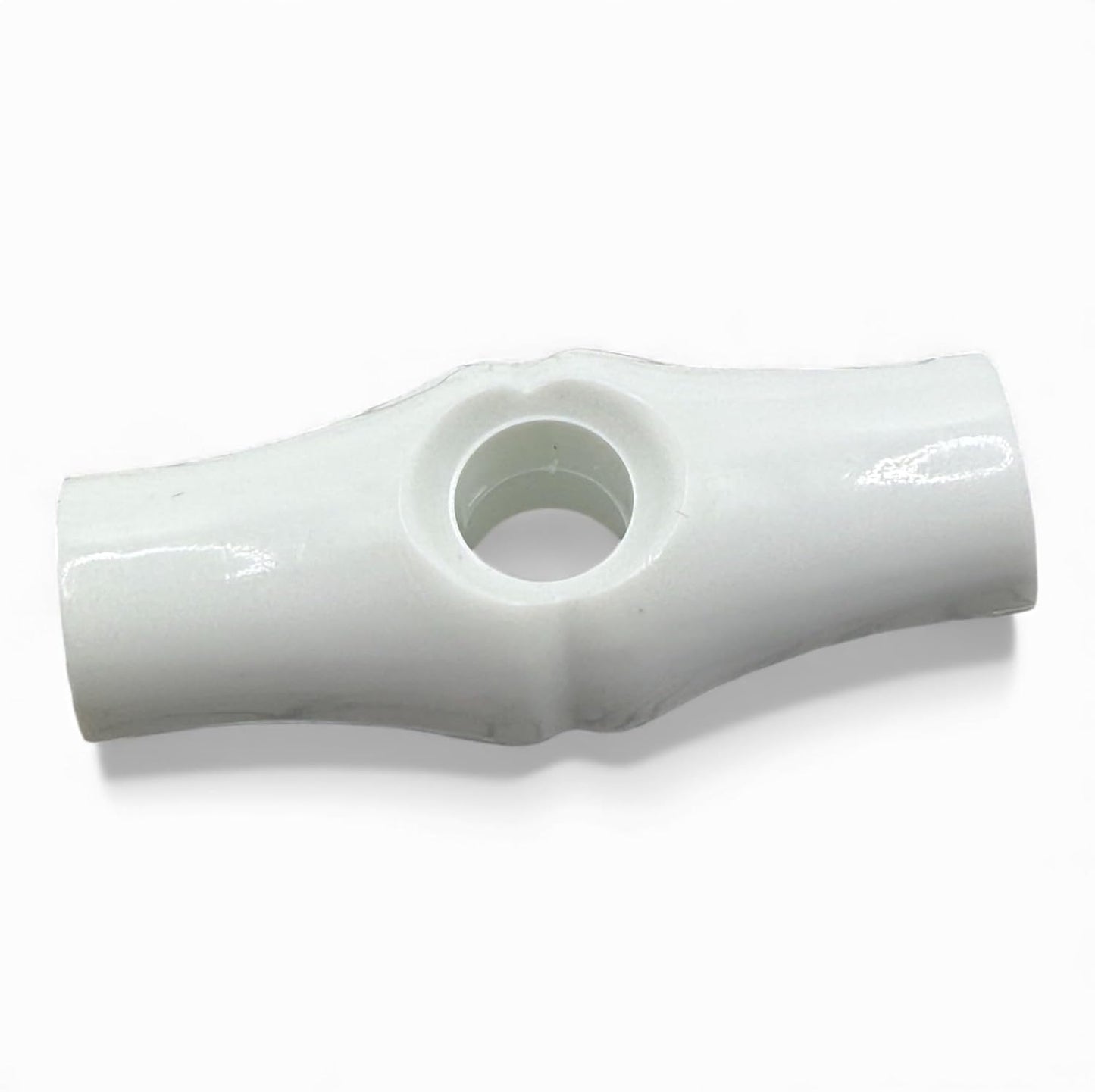 White Solid Toggles, Bamboo Shape with Centre Hole, Plastic, 37mm, Pack of 6