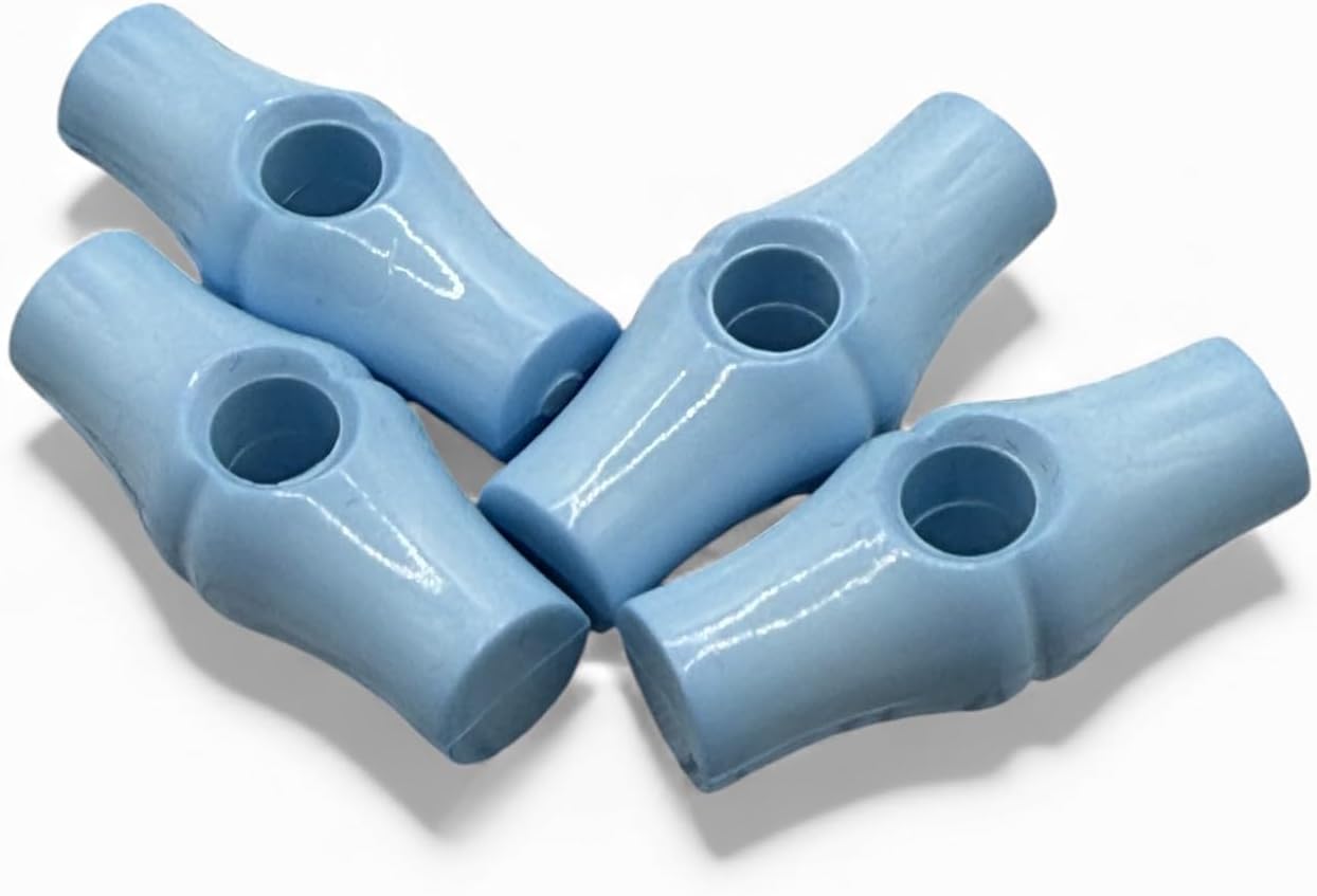 Baby Blue Toggle Buttons, Bamboo Shape, 25mm, One Hole, Pack of 6