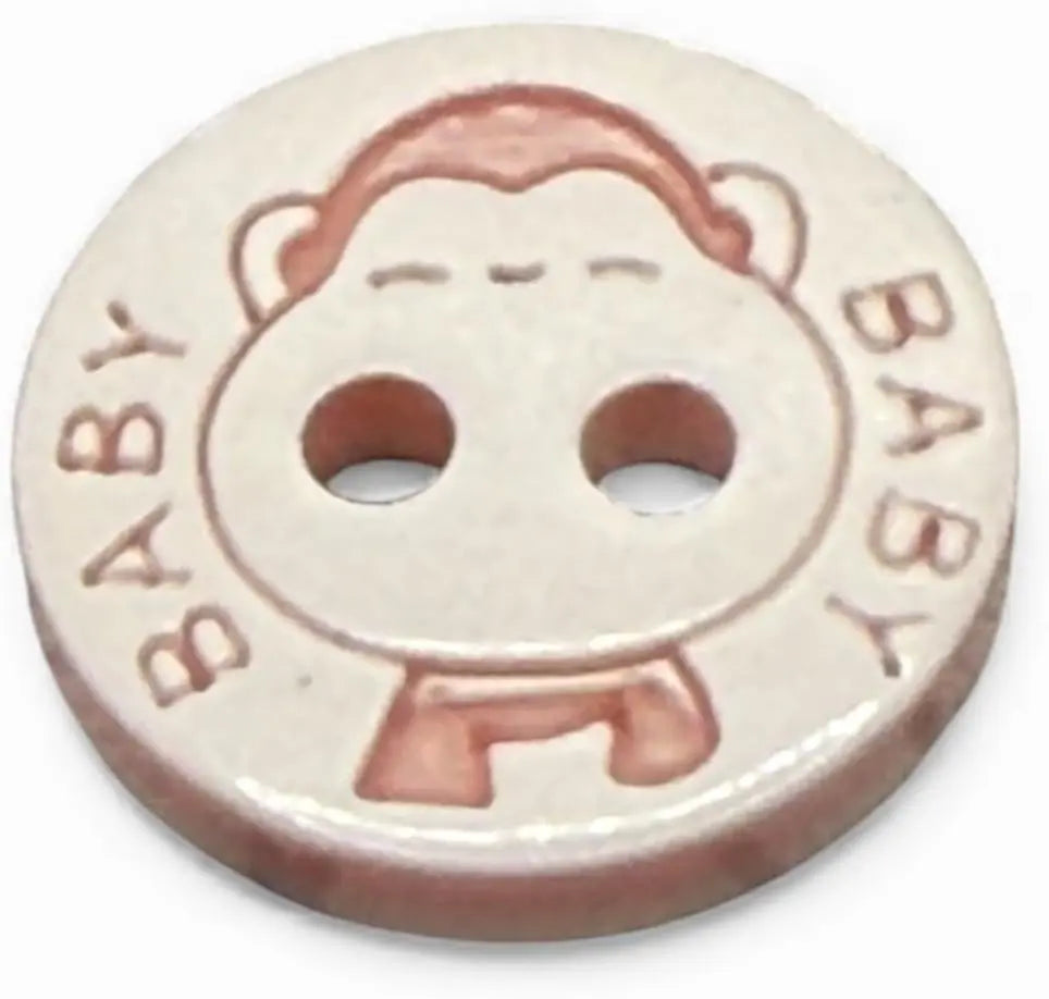 Two Hole Baby Buttons, Pink and White, 12.5mm, Pack of 10