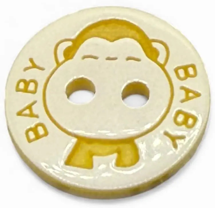 Baby Buttons, 12.5mm Resin, Yellow and White, Pack of 10