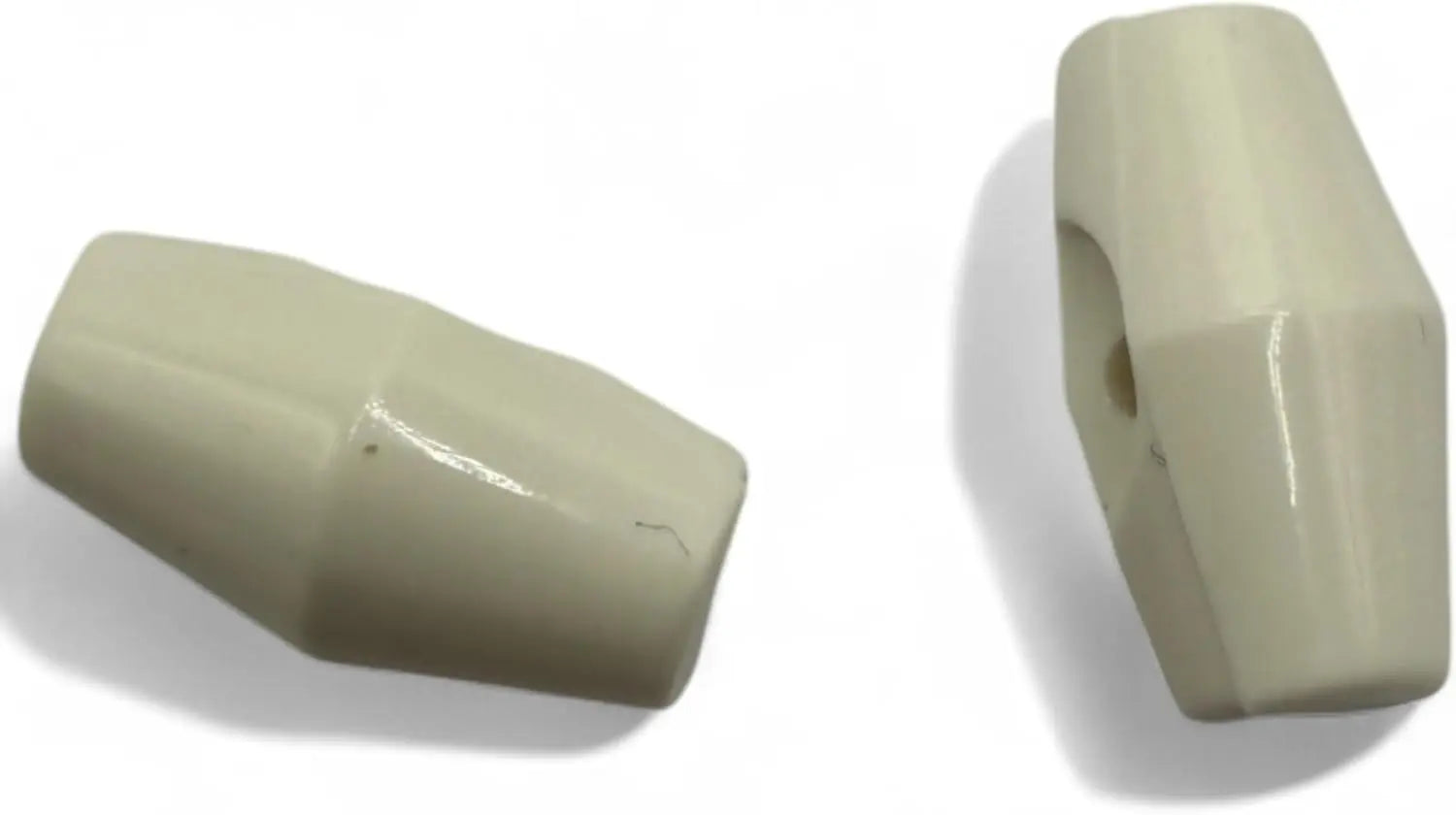 Baby Toggle Buttons, White Plastic Duffle Fasteners, 19mm, 6-Pack