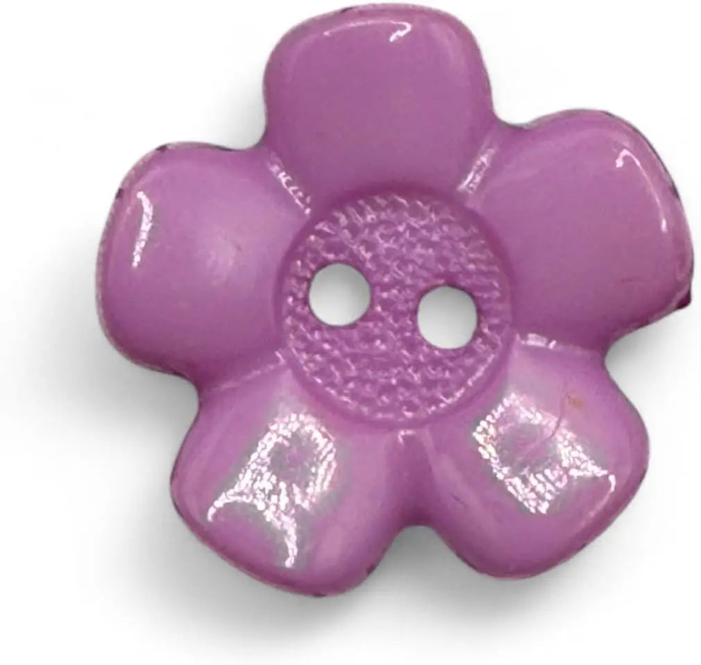 Purple Acrylic Flower Buttons, 20mm, 2 Hole Design, Pack of 10