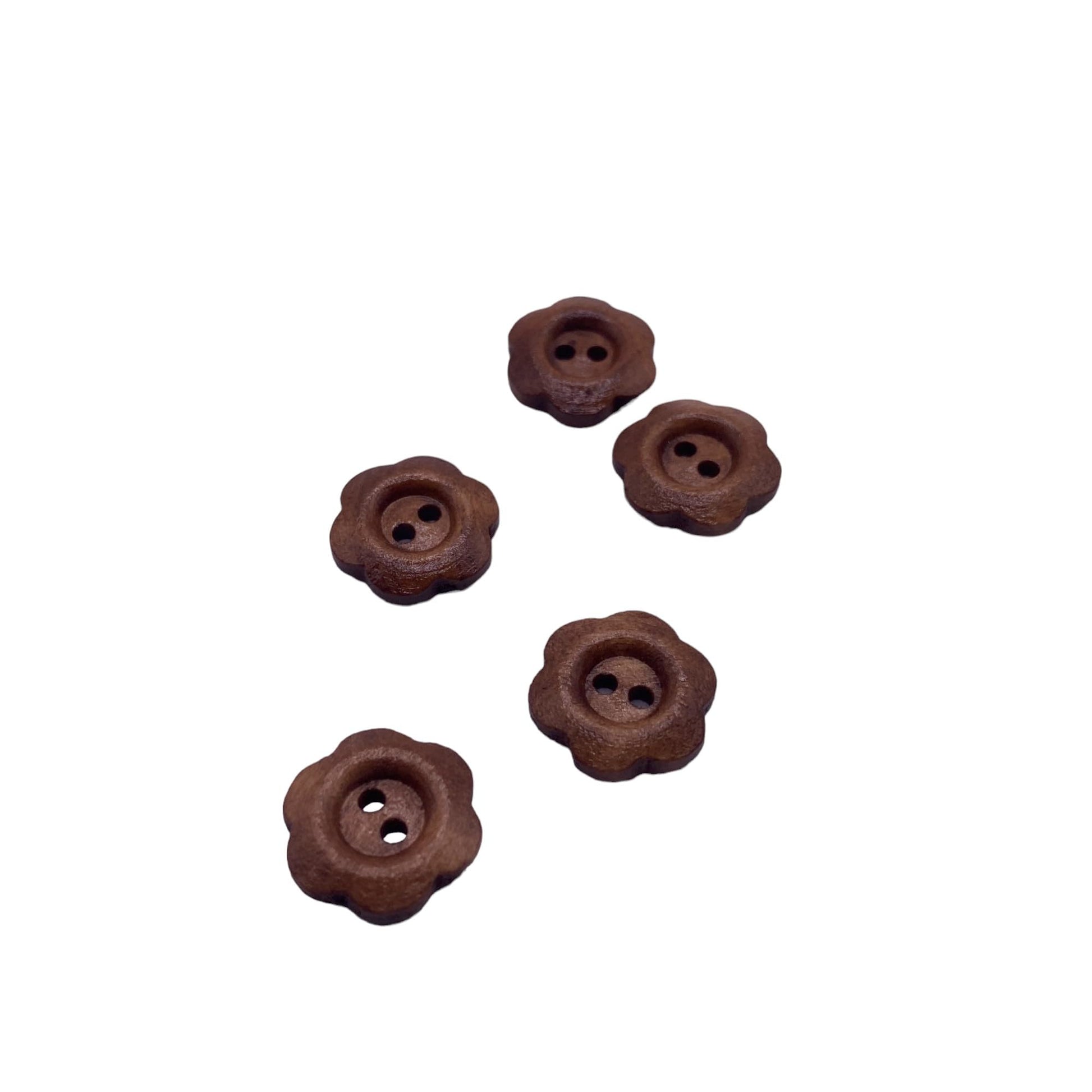 KnitForLess 10Pcs 14mm Wooden Flower Buttons for Embroidery Sewing Knitting 2 Hole Childrens Cardigans
