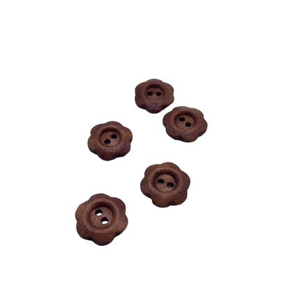 KnitForLess 10Pcs 14mm Wooden Flower Buttons for Embroidery Sewing Knitting 2 Hole Childrens Cardigans