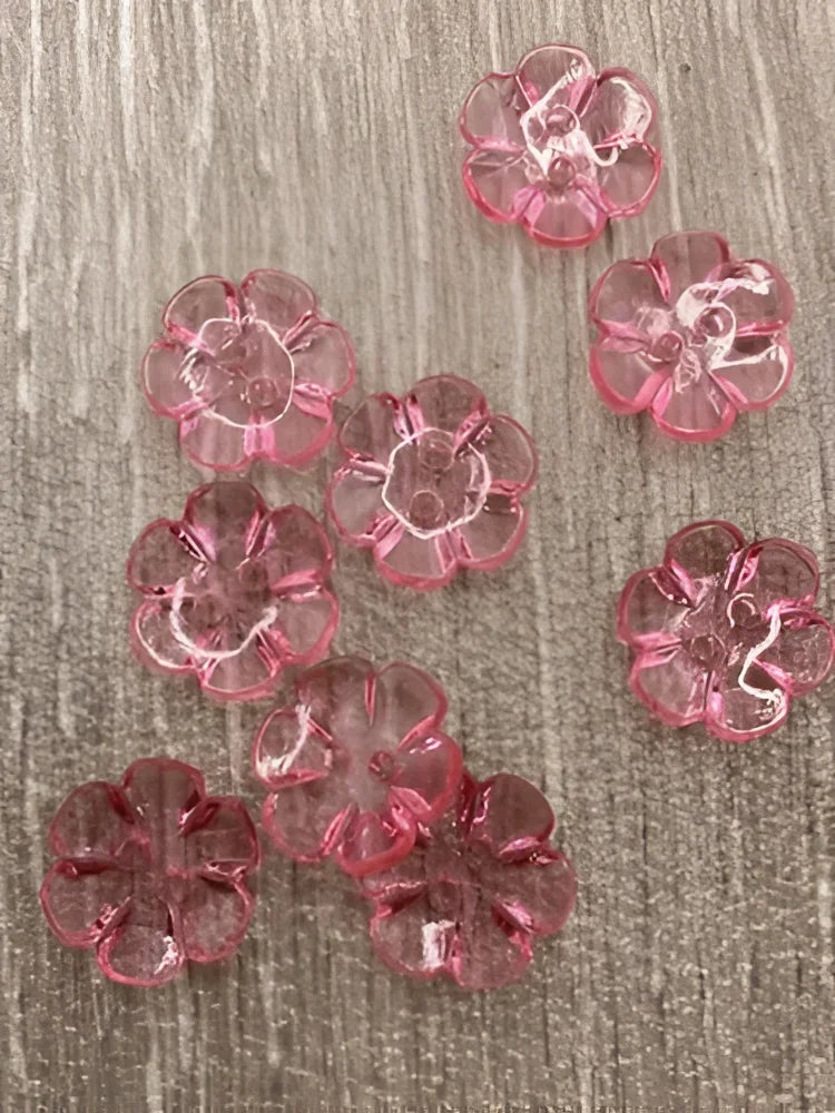 KnitForLess 13mm Buttons 7 Colours Clear Rose Flower Baby Cardigans Knitting Crafts Pack of 10 Pink