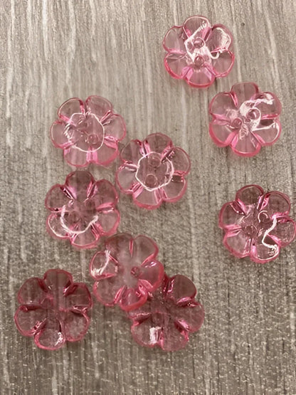 KnitForLess 13mm Buttons 7 Colours Clear Rose Flower Baby Cardigans Knitting Crafts Pack of 10 Pink
