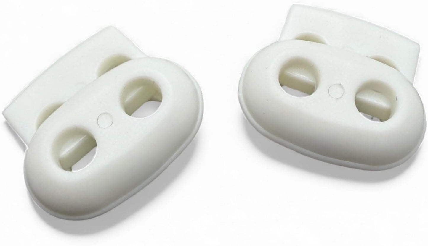 White Spring Toggle Button, Plastic, 25mm, Two Holes, Pack of 4