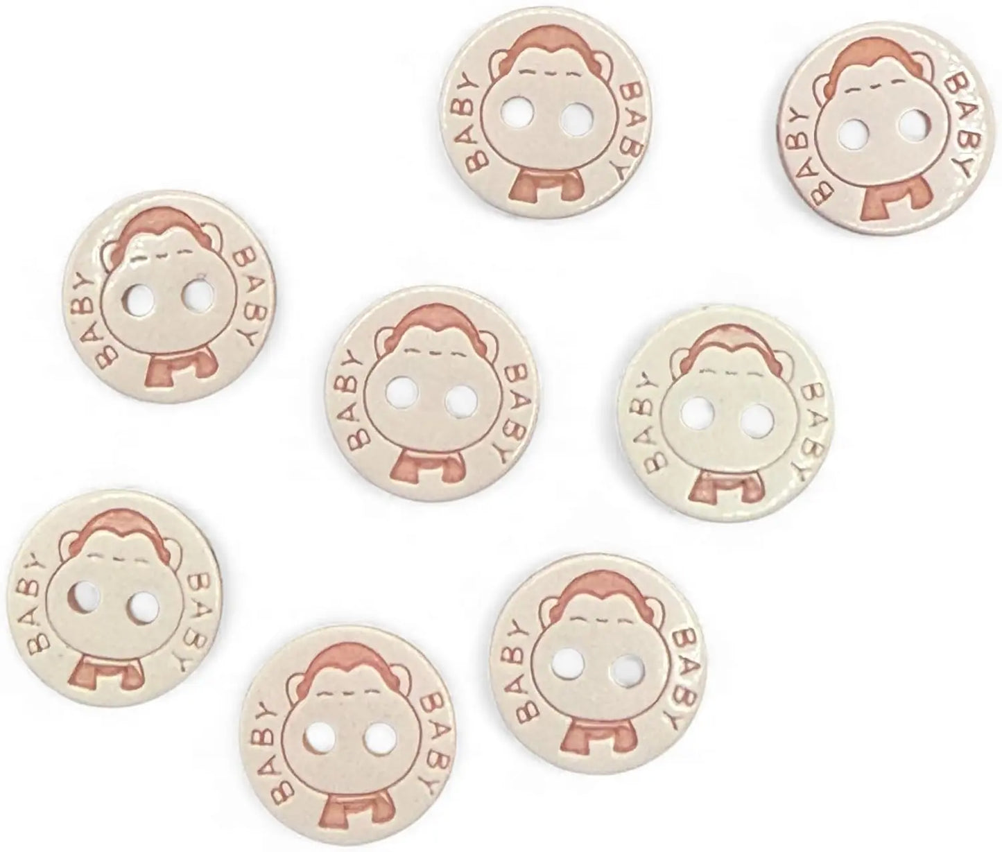 Two Hole Baby Buttons, Pink and White, 12.5mm, Pack of 10