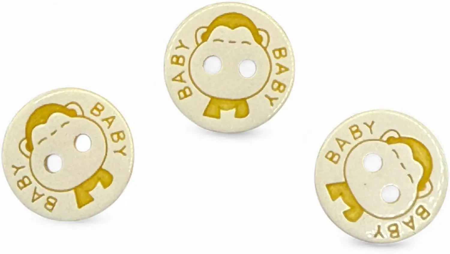 Baby Buttons, 12.5mm Resin, Yellow and White, Pack of 10