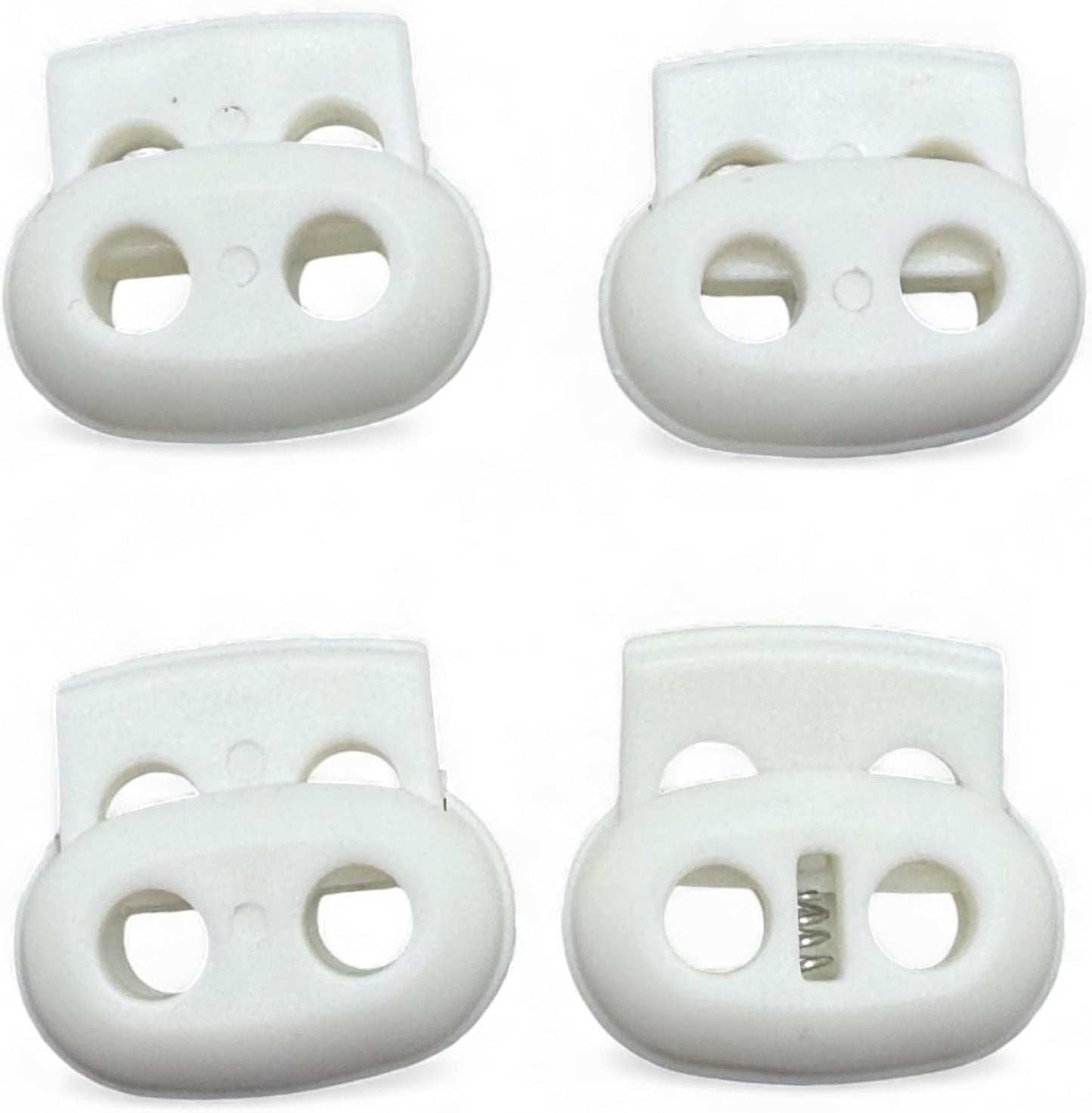 White Spring Toggle Button, Plastic, 25mm, Two Holes, Pack of 4