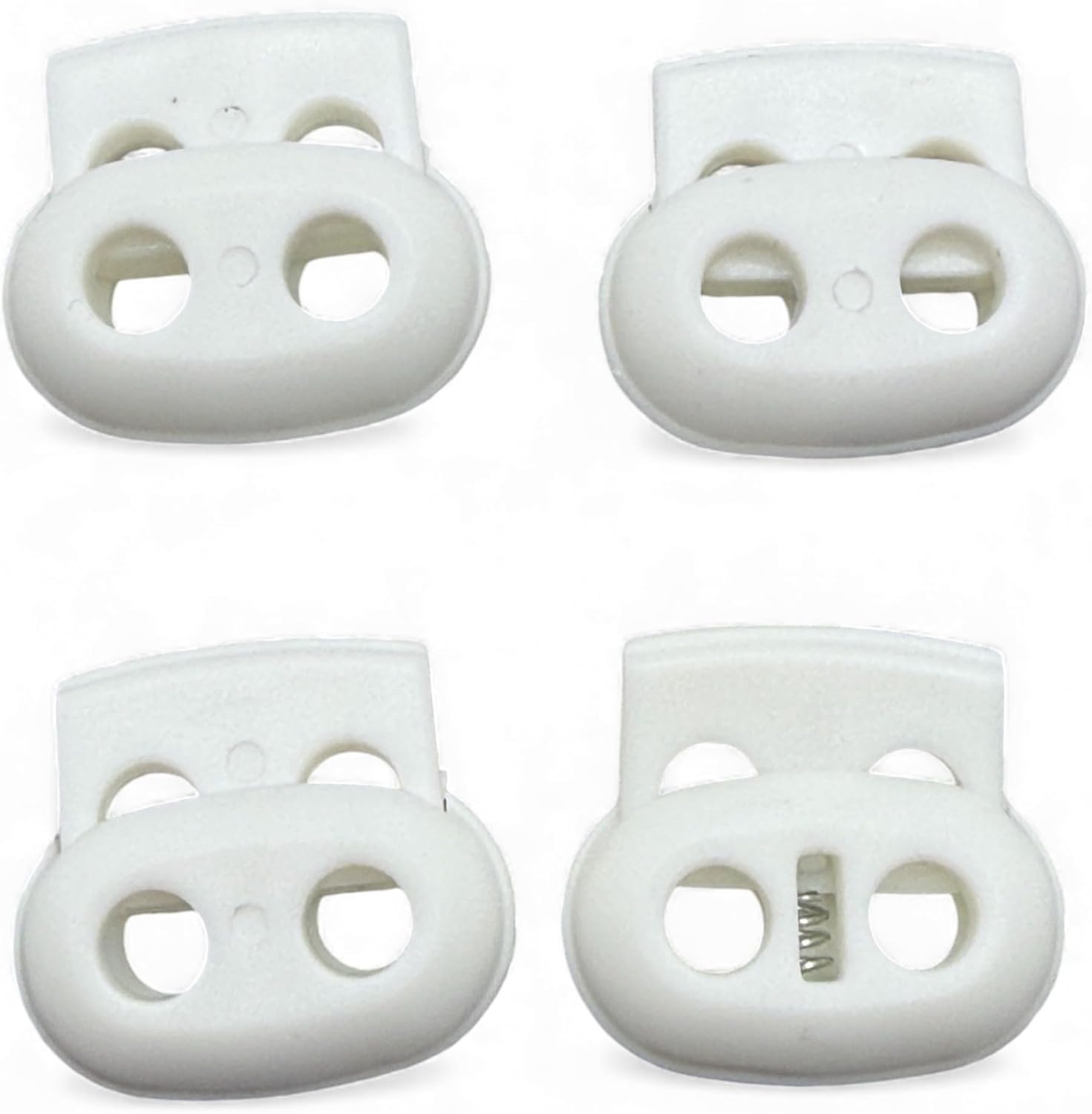 White Spring Toggle Button, Plastic, 25mm, Two Holes, Pack of 4