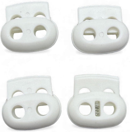 White Spring Toggle Button, Plastic, 25mm, Two Holes, Pack of 4
