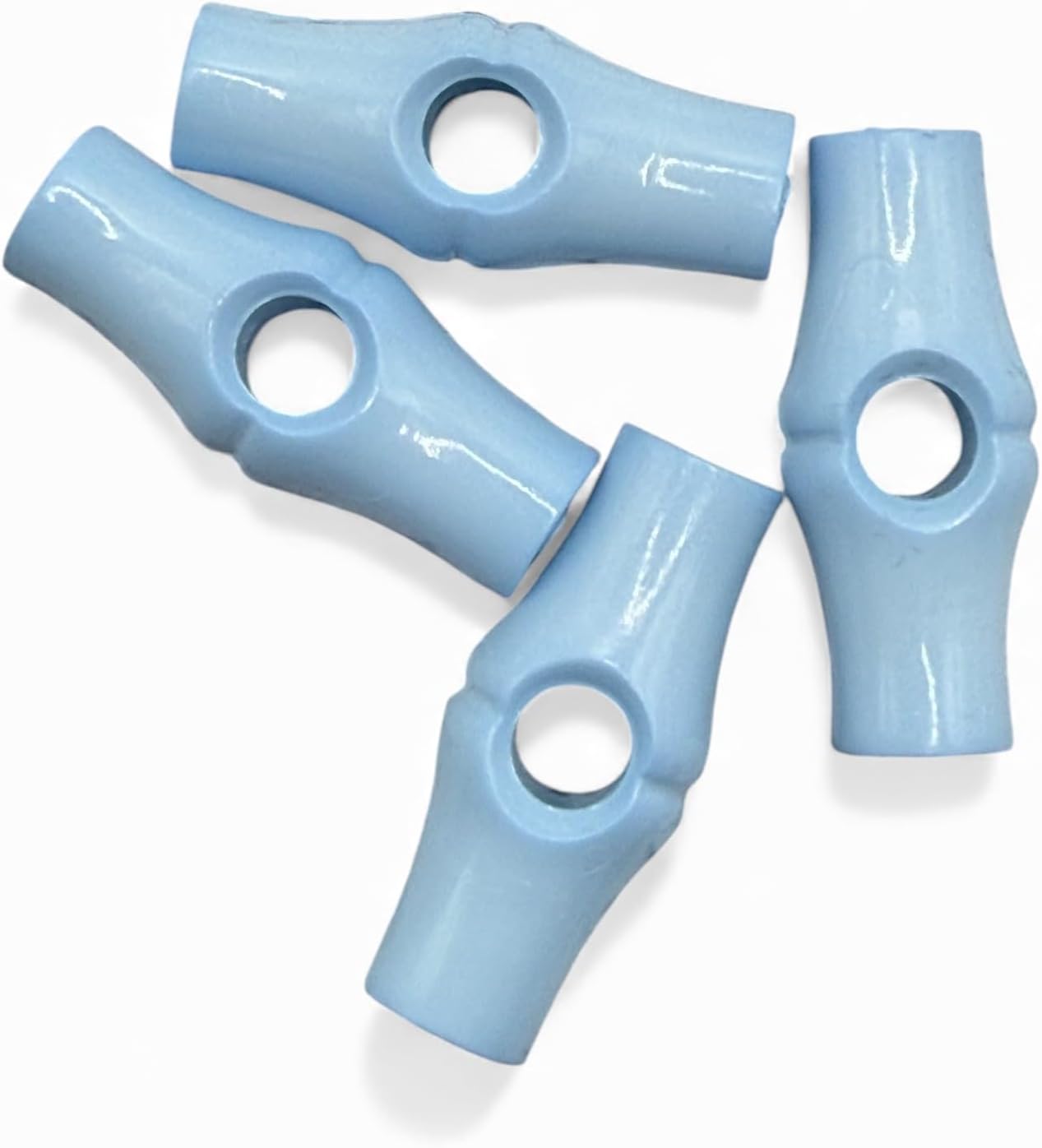 Baby Blue Toggle Buttons, Bamboo Shape, 25mm, One Hole, Pack of 6