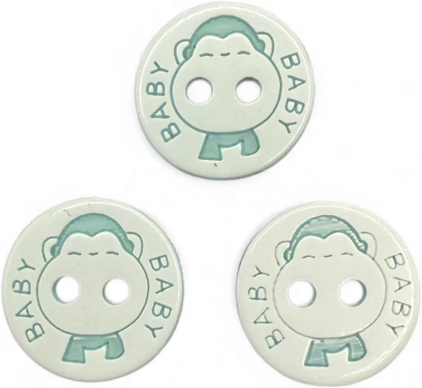 Decorative Baby Buttons, 12.5mm, Blue and White, Pack of 10