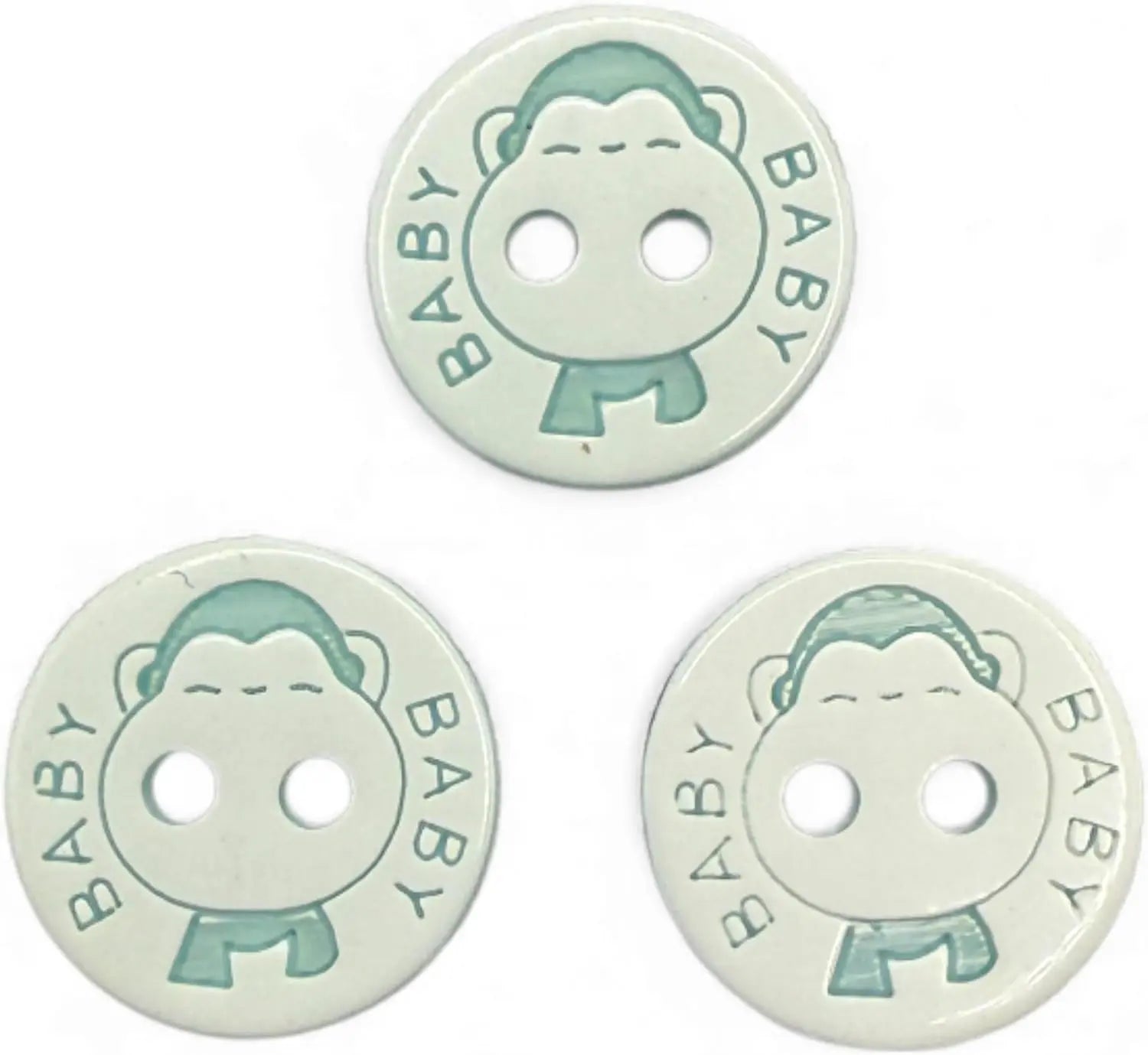 Decorative Baby Buttons, 12.5mm, Blue and White, Pack of 10