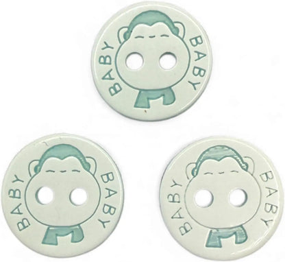 Decorative Baby Buttons, 12.5mm, Blue and White, Pack of 10