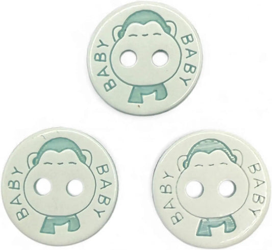 Decorative Baby Buttons, 12.5mm, Blue and White, Pack of 10