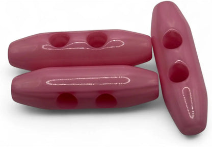 Plastic Toggle Buttons, 38mm Diameter, 2-Hole Design, Pack of 6, Baby Pink