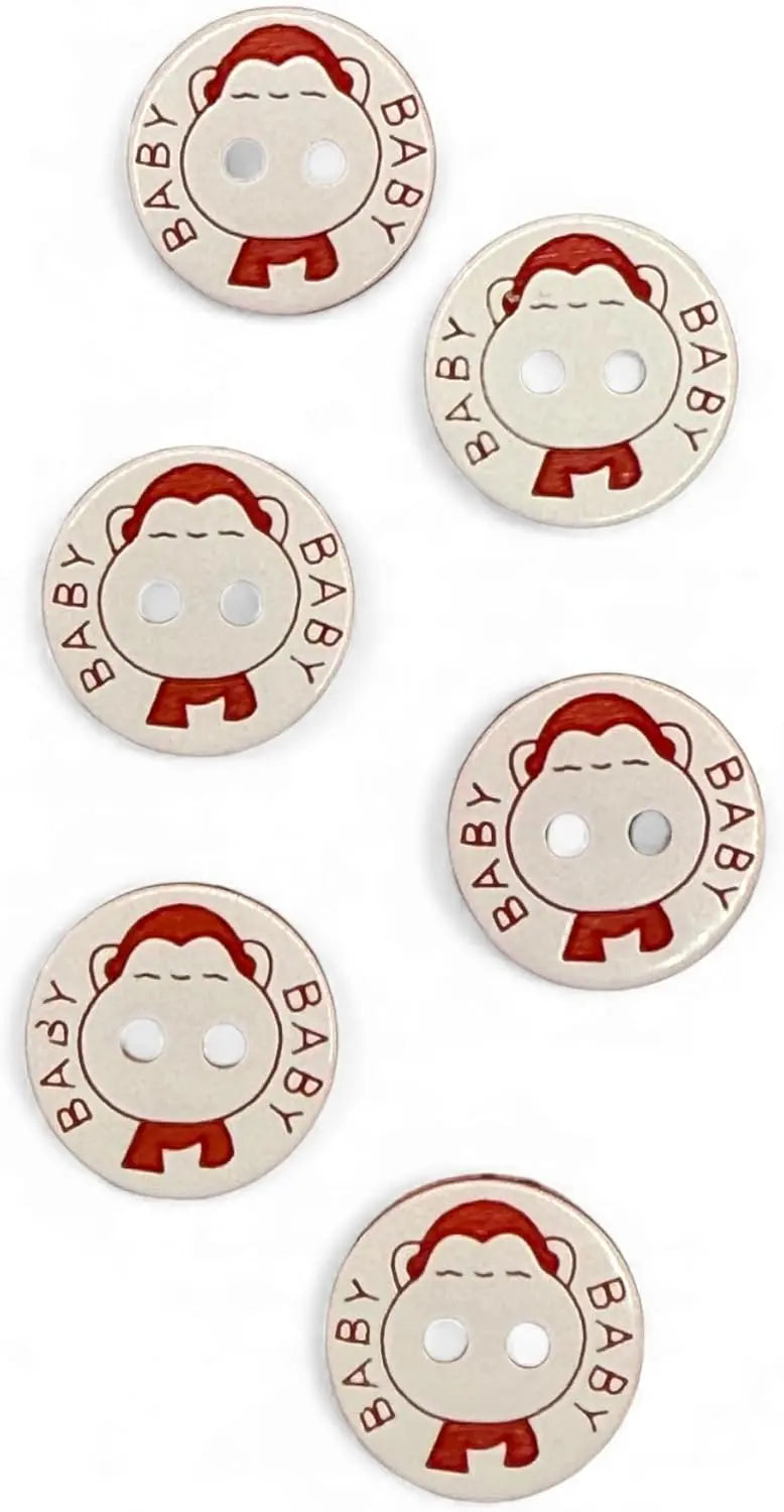 Decorative Baby Buttons, Red and White, 12.5mm, Pack of 10