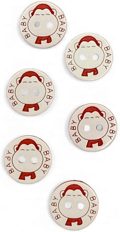 Decorative Baby Buttons, Red and White, 12.5mm, Pack of 10