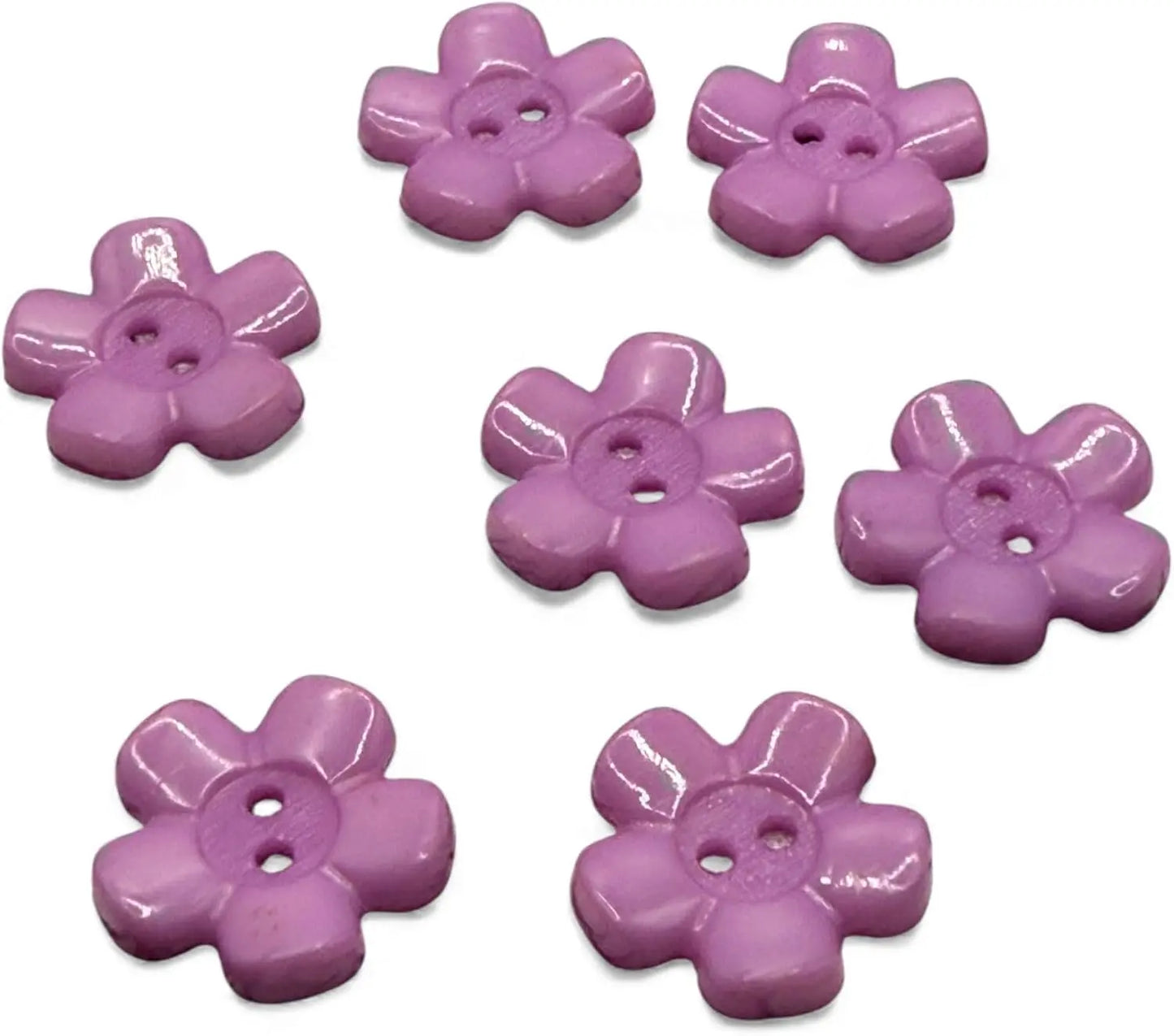 Purple Acrylic Flower Buttons, 20mm, 2 Hole Design, Pack of 10