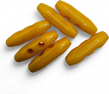 Toggle Buttons, 38mm, Orange, 2-Hole, Pack of 6