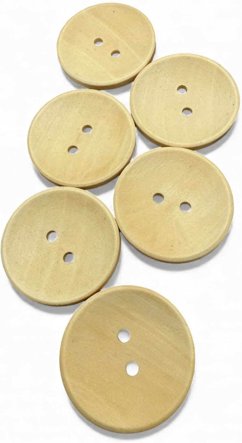 35mm Large Buttons, Light Brown, 2 Hole, Oval Shape, Pack of 10