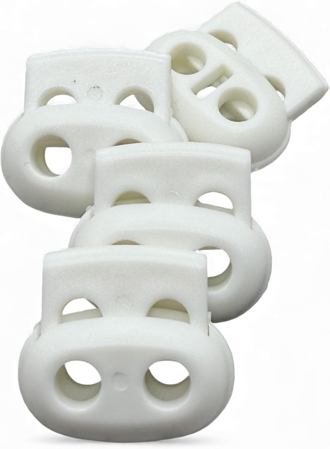 White Spring Toggle Button, Plastic, 25mm, Two Holes, Pack of 4