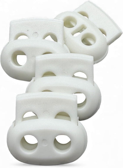 White Spring Toggle Button, Plastic, 25mm, Two Holes, Pack of 4