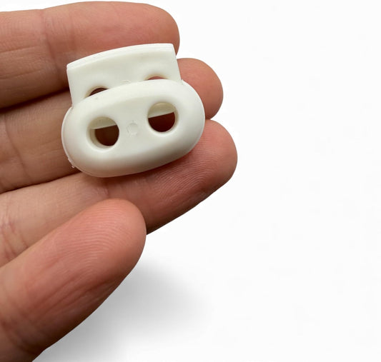 White Spring Toggle Button, Plastic, 25mm, Two Holes, Pack of 4