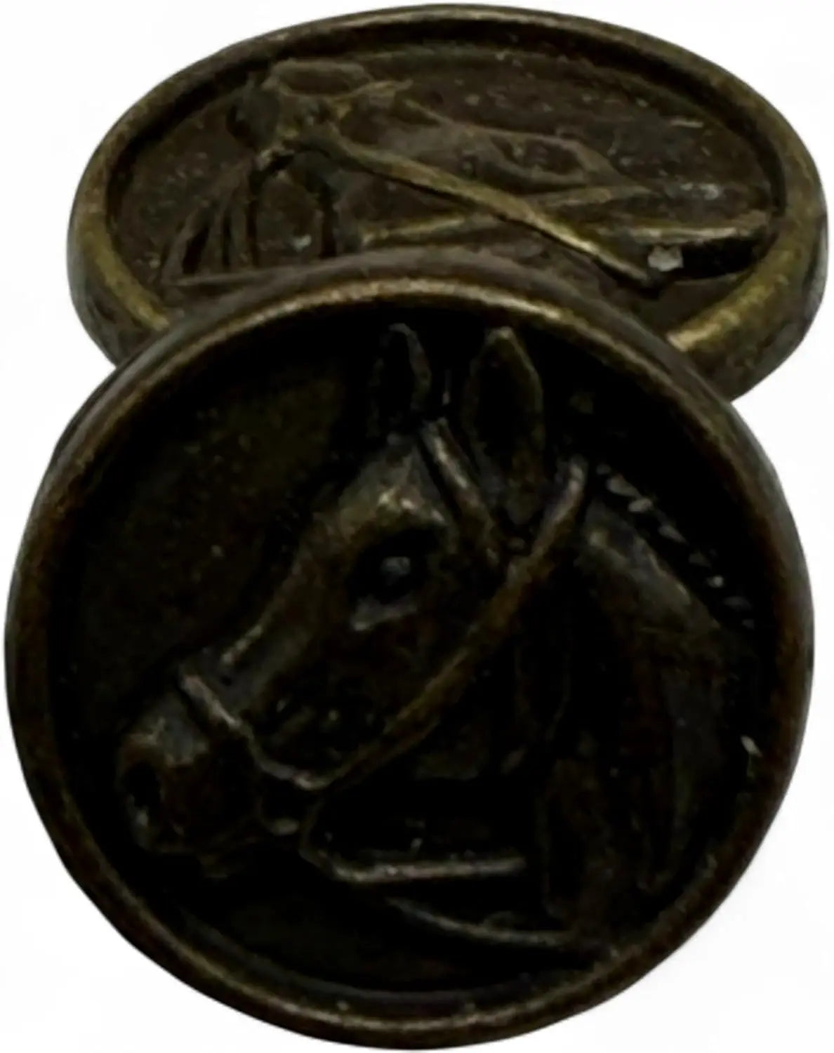 Horse Head Carved Zinc Alloy Shank Buttons, 15mm, Pack of 6, Metal Button Collection