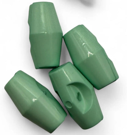 Toggle Buttons for Baby Clothing, 19mm Mint Green Plastic Duffle Fasteners, 6-Pack