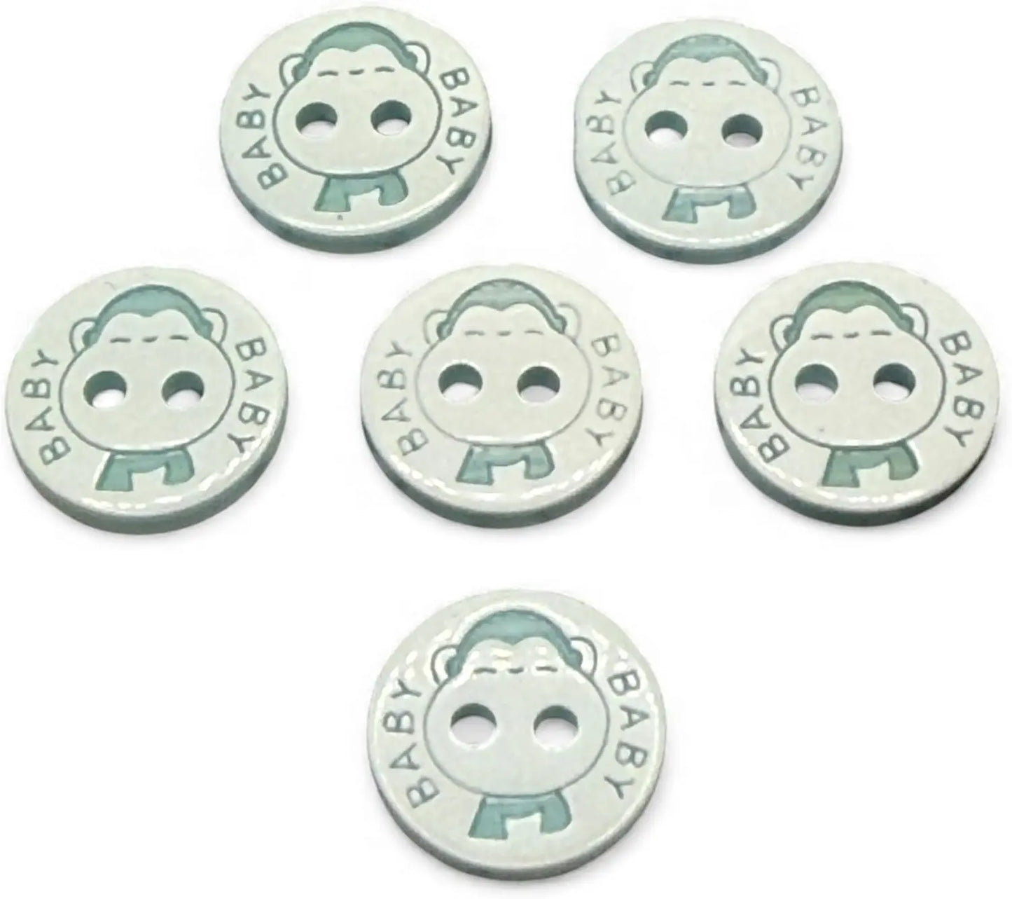 Decorative Baby Buttons, 12.5mm, Blue and White, Pack of 10