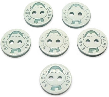 Decorative Baby Buttons, 12.5mm, Blue and White, Pack of 10