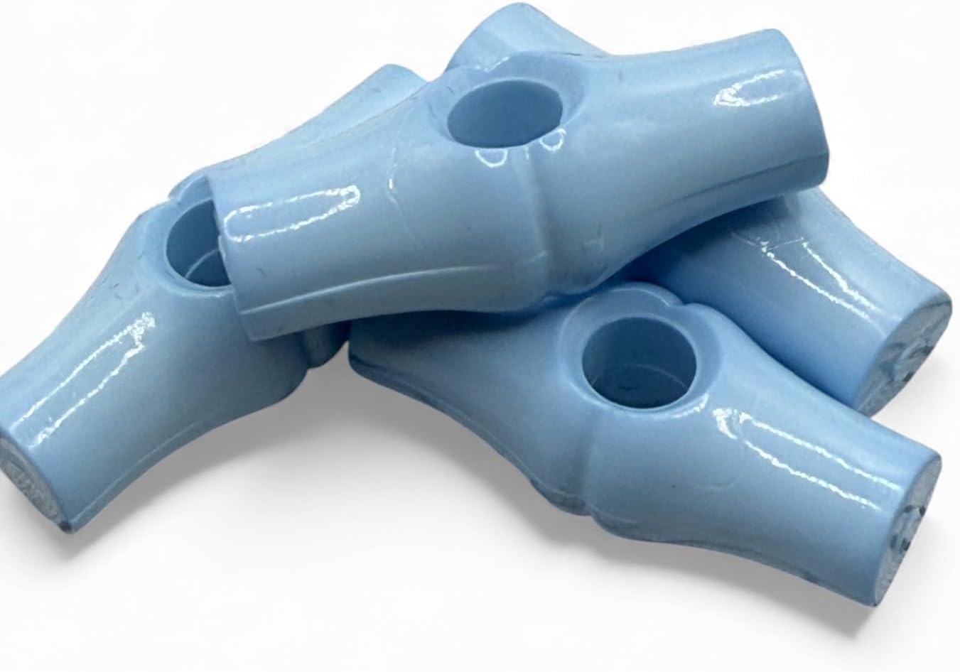 Baby Blue Toggle Buttons, Bamboo Shape, 25mm, One Hole, Pack of 6