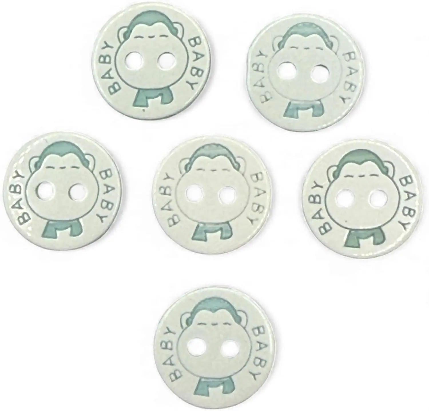 Decorative Baby Buttons, 12.5mm, Blue and White, Pack of 10