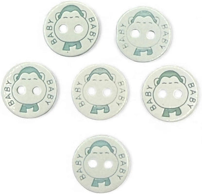 Decorative Baby Buttons, 12.5mm, Blue and White, Pack of 10
