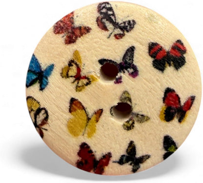 Wooden Buttons with Butterfly Pattern, 20mm, Pack of 10