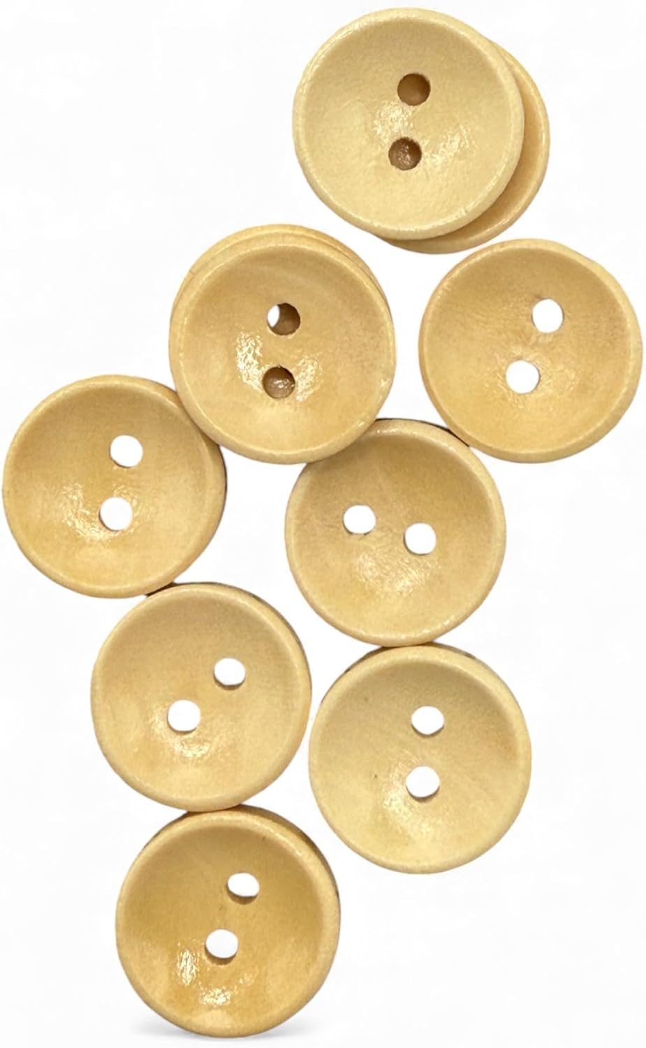 15mm Light Brown Oval Wooden Buttons, 2 Hole, Pack of 10
