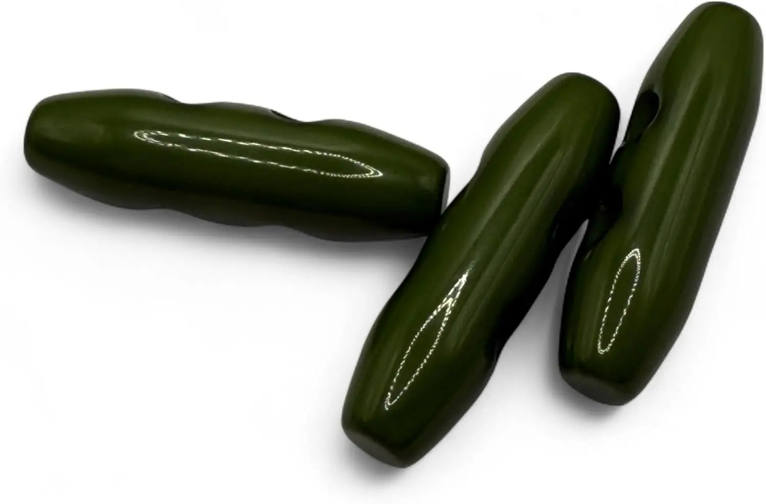 Plastic Toggle Buttons, 2-Hole Design, Green, Pack of 6