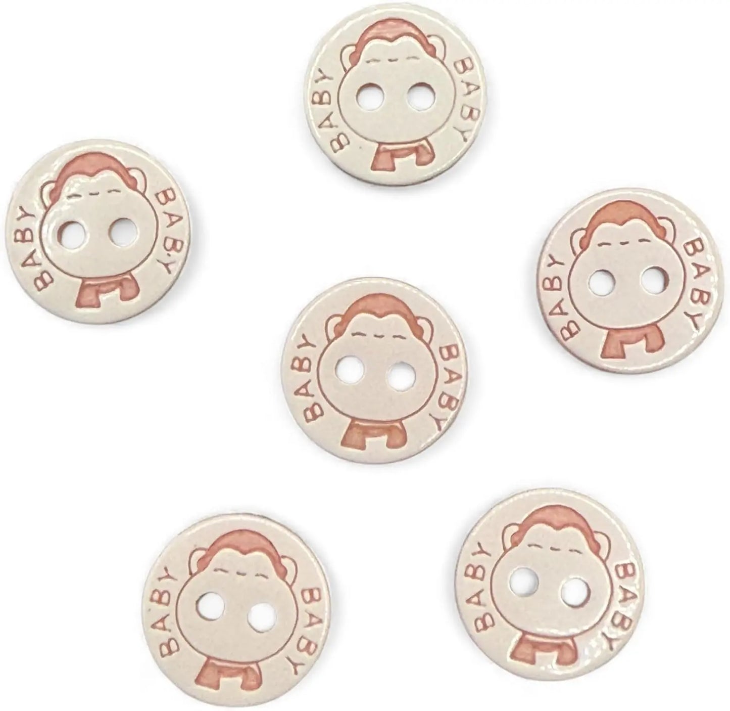 Two Hole Baby Buttons, Pink and White, 12.5mm, Pack of 10