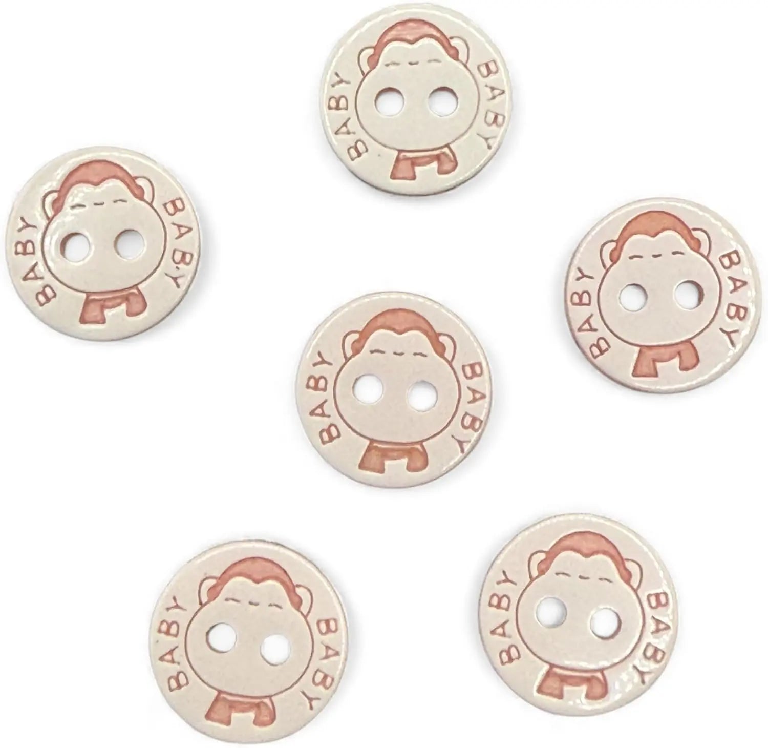 Two Hole Baby Buttons, Pink and White, 12.5mm, Pack of 10